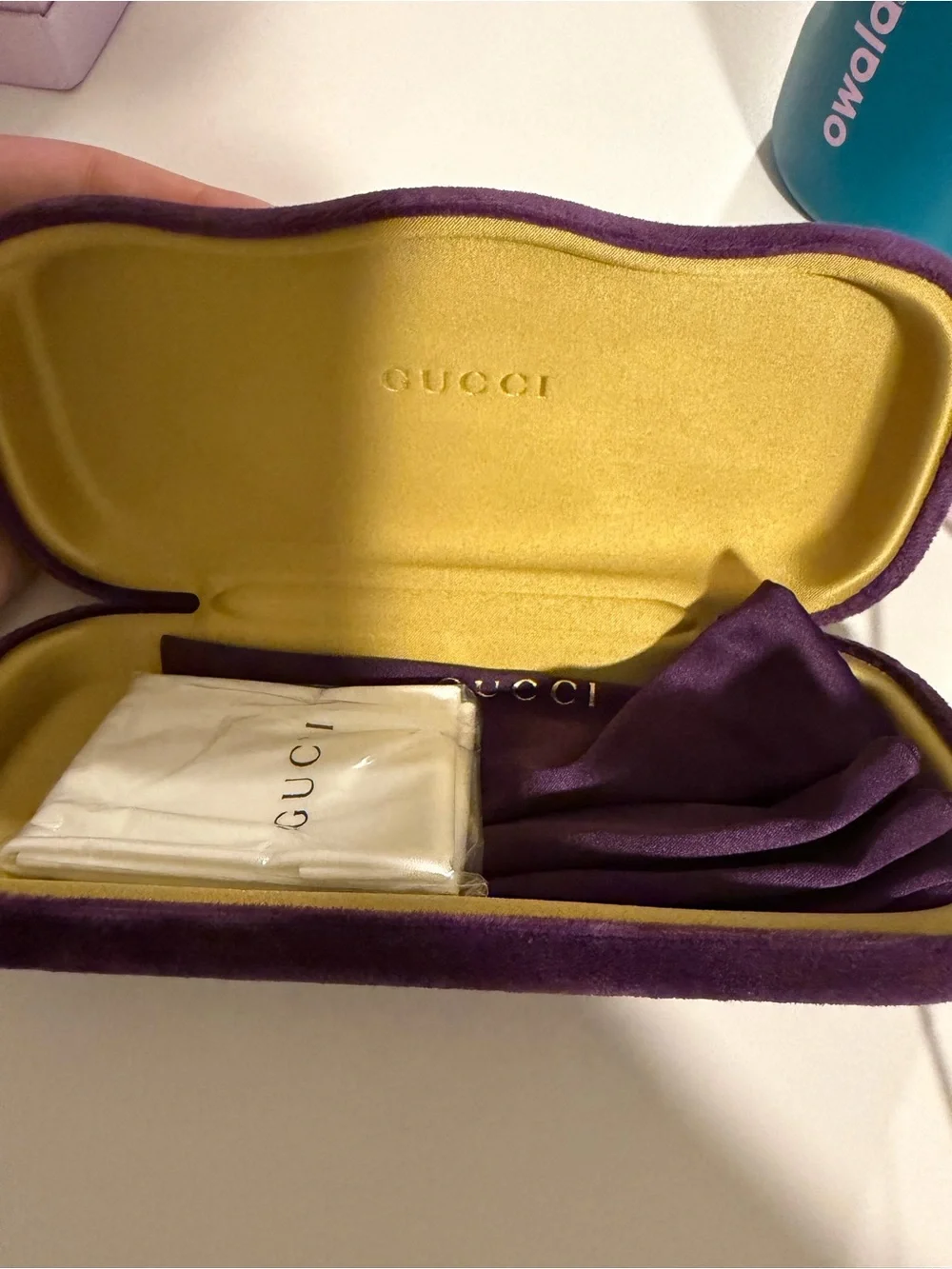 Gucci Gold Frame Sunglasses with Pink Lenses